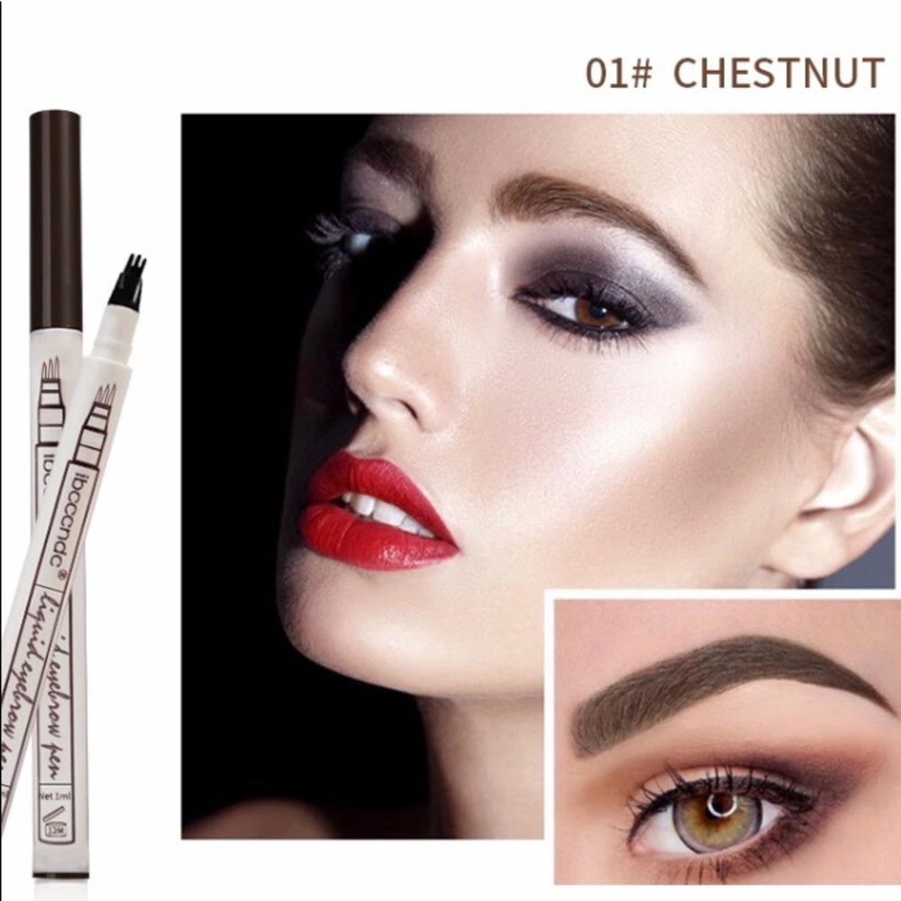 2xMicroblading eyebrow ink pen waterproof chestnut